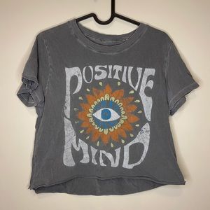 Positive Mind cropped distressed tee